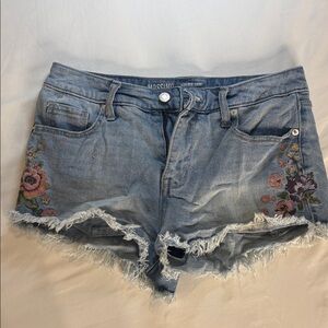 Mossimo Supply Co. Light Blue Denim Cutoff Shorts with Floral Embroidery